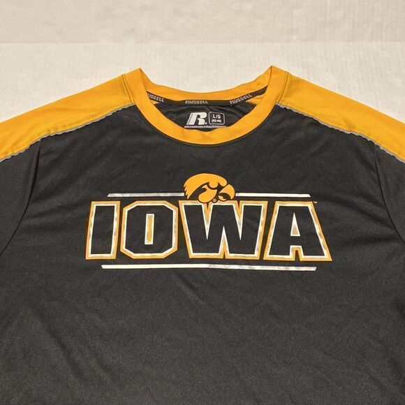 Mens Black Iowa Hawkeyes short sleeve pullover shirt size Large 42-44 - Picture 2 of 6